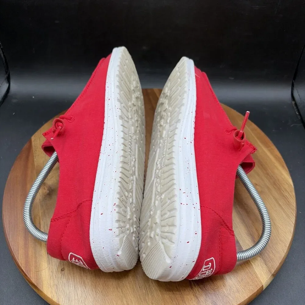 Hey Dude Wendy Slub Canvas Womens Size 9 Shoes Red Slip On Sneakers